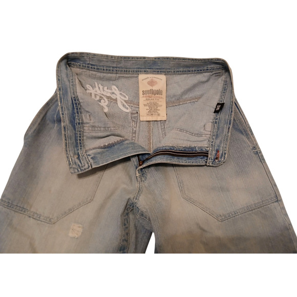 Vintage 90s Southpole Premium Baggy Jean Shorts Mens 34 Relaxed Fit Light Wash - Picture 3 of 12